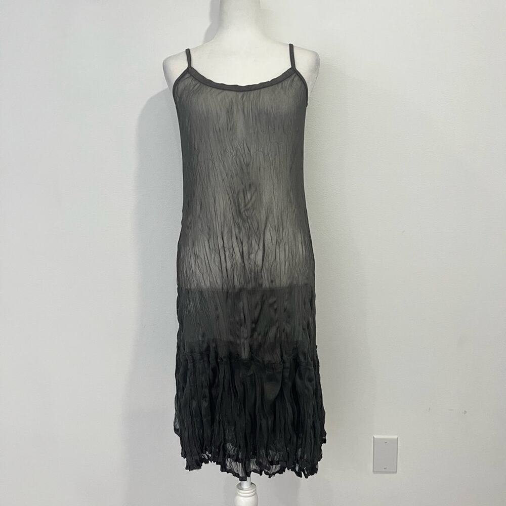 Sunlight Paris Sheer Crinkle Overlay Ruffle Strappy Dress 4 Dark Romance Goth